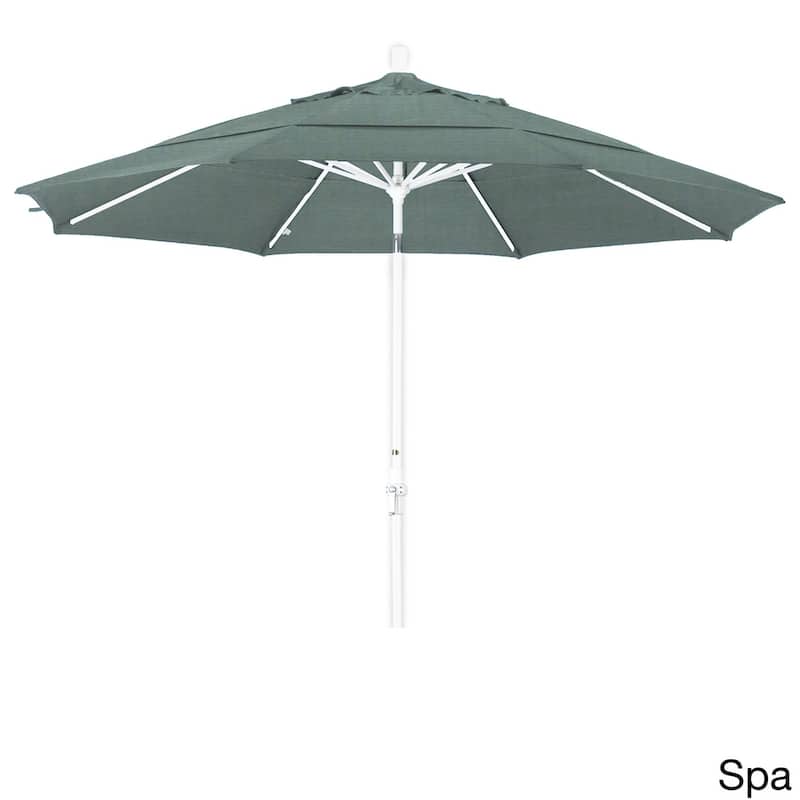 California Umbrella 11' Rd. Aluminum Patio Umbrella, Crank Lift, Collar Tilt, Dbl Wind Vent, White Finish, Sunbrella Fabric