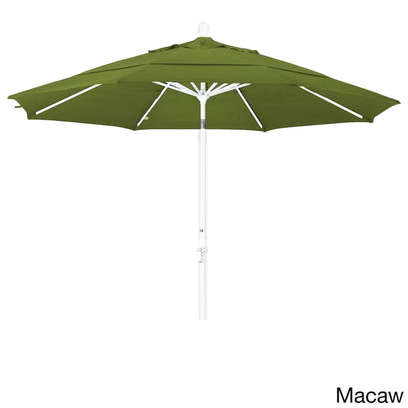 California Umbrella 11' Rd. Aluminum Patio Umbrella, Crank Lift, Collar Tilt, Dbl Wind Vent, White Finish, Sunbrella Fabric