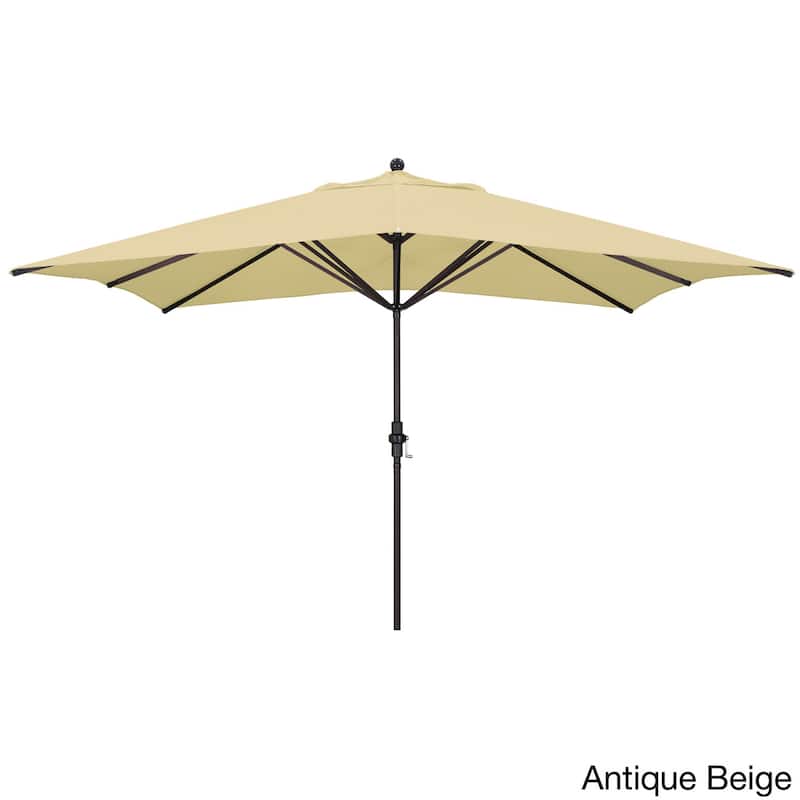 Newport Rectangular Crank Lift, Sunbrella Fabric Umbrella by Havenside Home, Base Not Included - Antique Beige