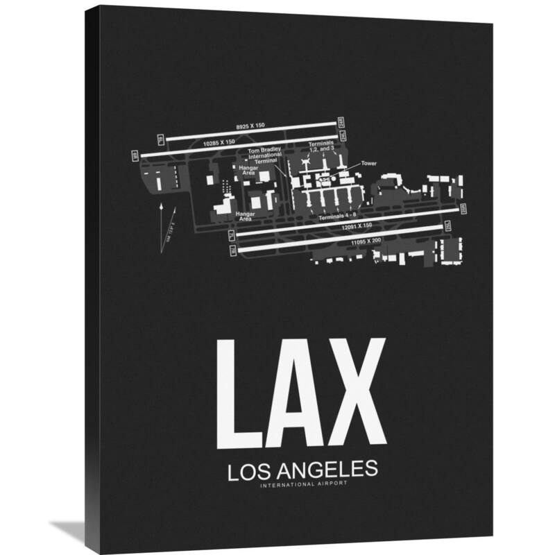 Naxart Studio 'LAX Los Angeles Airport' Black Stretched Canvas Wall Art