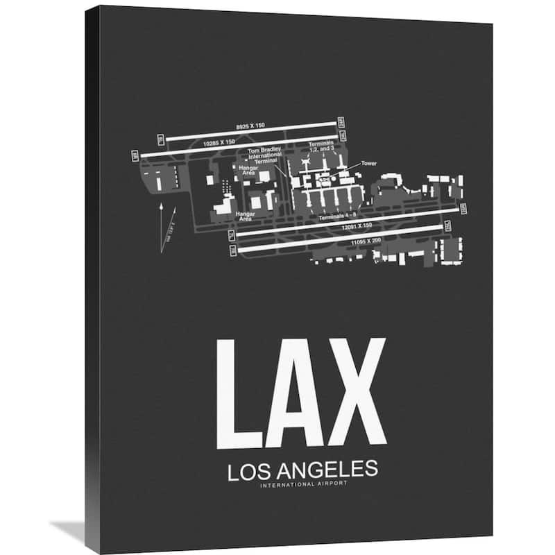 Naxart Studio 'LAX Los Angeles Airport' Black Stretched Canvas Wall Art