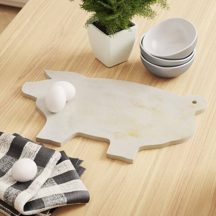 Marbled White Stoneware Cheese Board