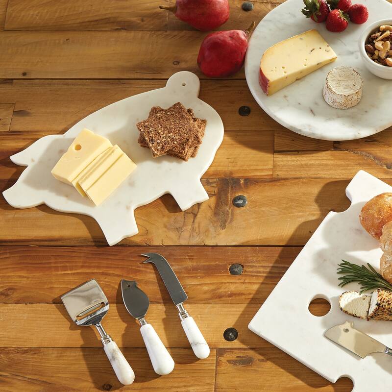 Marbled White Stoneware Cheese Board