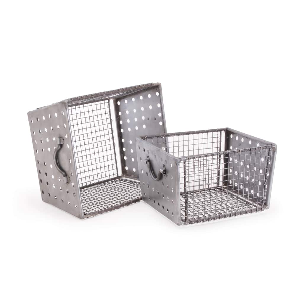 Silver Industrial Wire Bins (Set of 2)