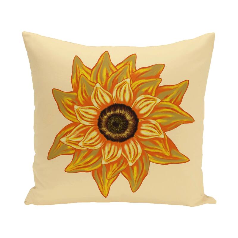 16 x 16-inch el girasol feliz Floral Print Outdoor Pillow - Yellow