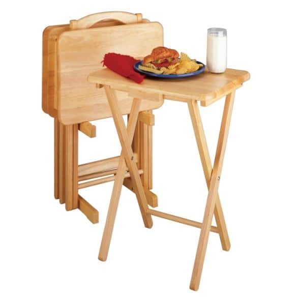 Porch & Den Hancock 5-piece Natural Wood Home Living Room Snack Table Set