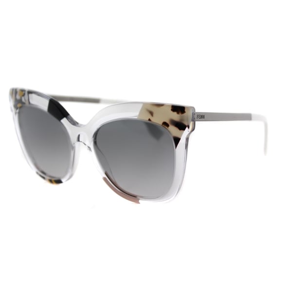 Shop Fendi Ff 0179 Tdw Jungle Crystal Ruthenium Plastic Cat Eye Grey Gradient Lens Sunglasses