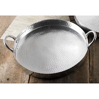 23-inch Round Hammered Scalloped Tray with Handles