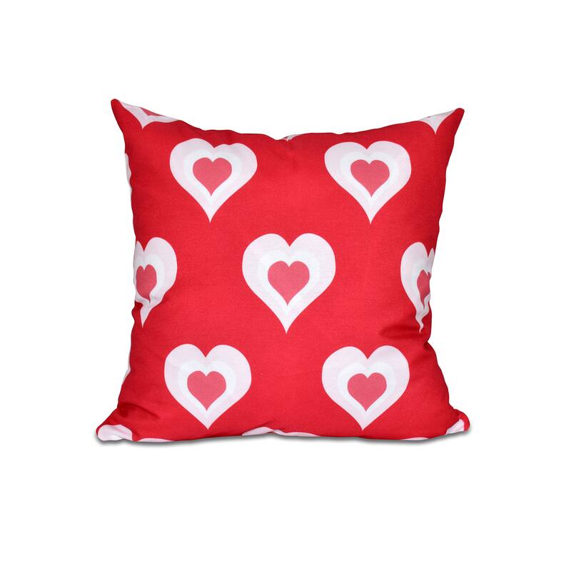 16 x 16-inch Valentine Print Outdoor Pillow - Red