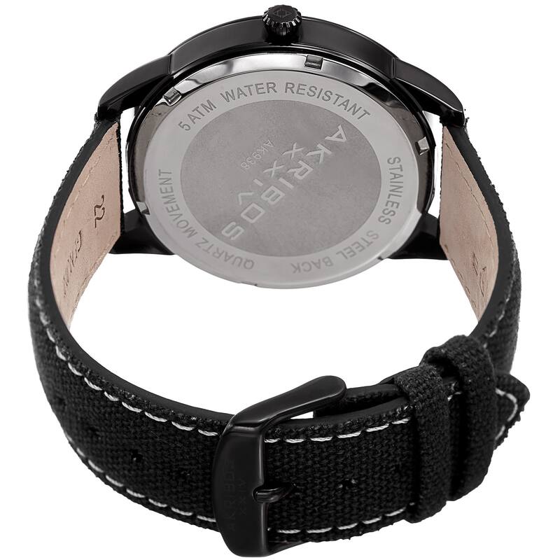 Akribos XXIV Men's Quartz Red Canvas Leather Strap Watch