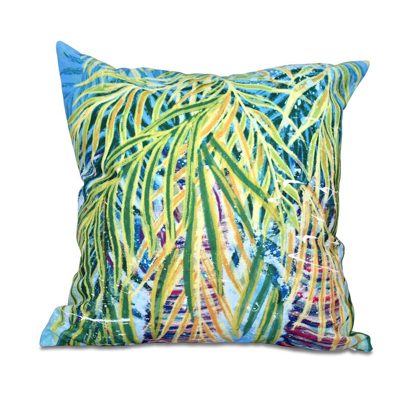 16 x 16-inch Malibu Floral Print Outdoor Pillow - Blue