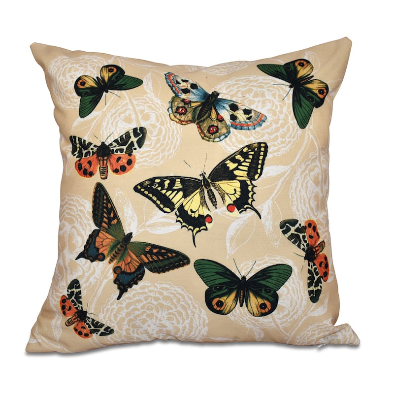 Antique Butterflies & Flowers Animal Print Outdoor Pillow