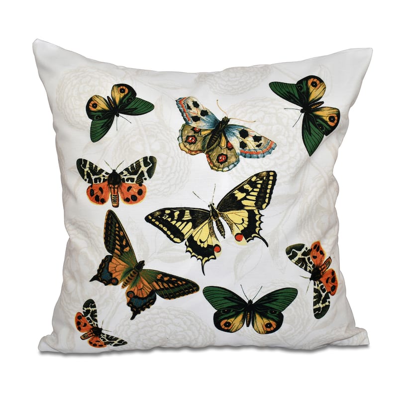 Antique Butterflies & Flowers Animal Print Outdoor Pillow