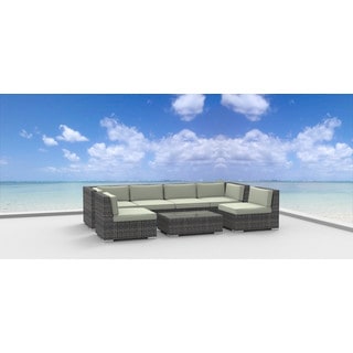 Shop Urban Furnishing Oahu Wicker Rattan 7 Piece Sectional Sofa Outdoor Patio Furniture Set Overstock 12014794