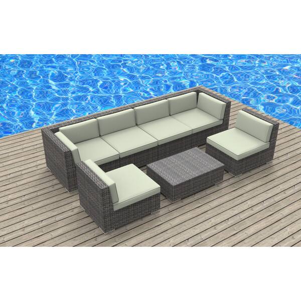 Shop Urban Furnishing Oahu Wicker Rattan 7 Piece Sectional Sofa Outdoor Patio Furniture Set Overstock 12014794