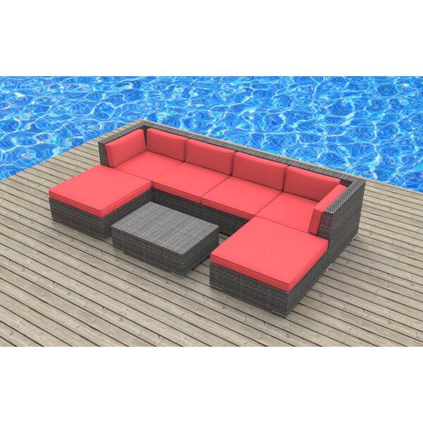Urban Furnishing Maui Rattan 7 Piece Outdoor Sectional Sofa Urban Furnishing Maui Rattan 7