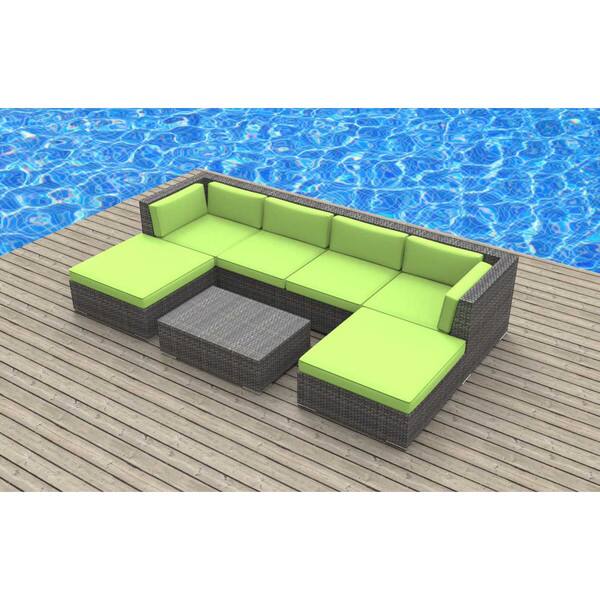 Urban Furnishing Maui Rattan 7 Piece Outdoor Sectional Sofa Urban Furnishing Maui Rattan 7