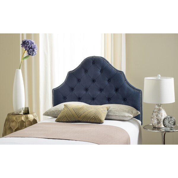 Safavieh Arebelle Steel Blue Upholstered Tufted Headboard - Silver Nailhead (Twin)