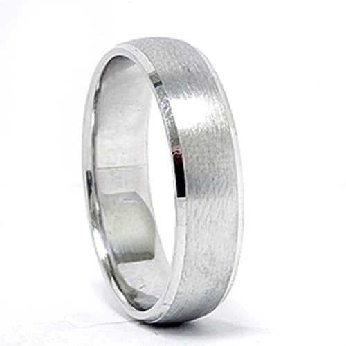 14k White Gold Beveled & Brushed Wedding Band