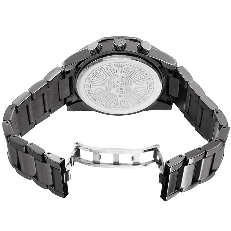 Akribos XXIV Men's Swiss Quartz Multifunction Gray Stainless Steel Bracelet Watch