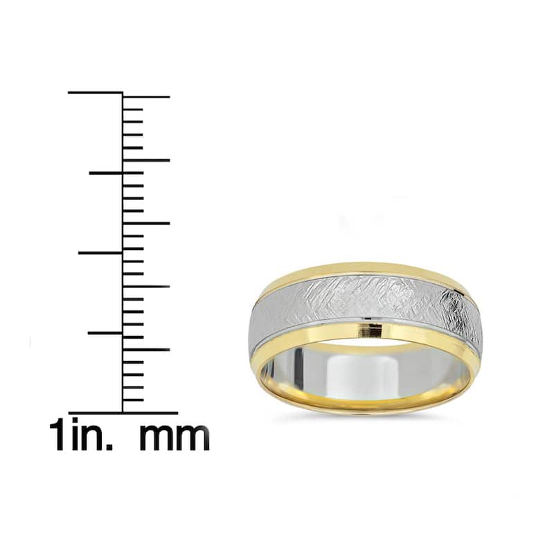 14k White & Yellow Gold 8mm Two Tone Wedding Band