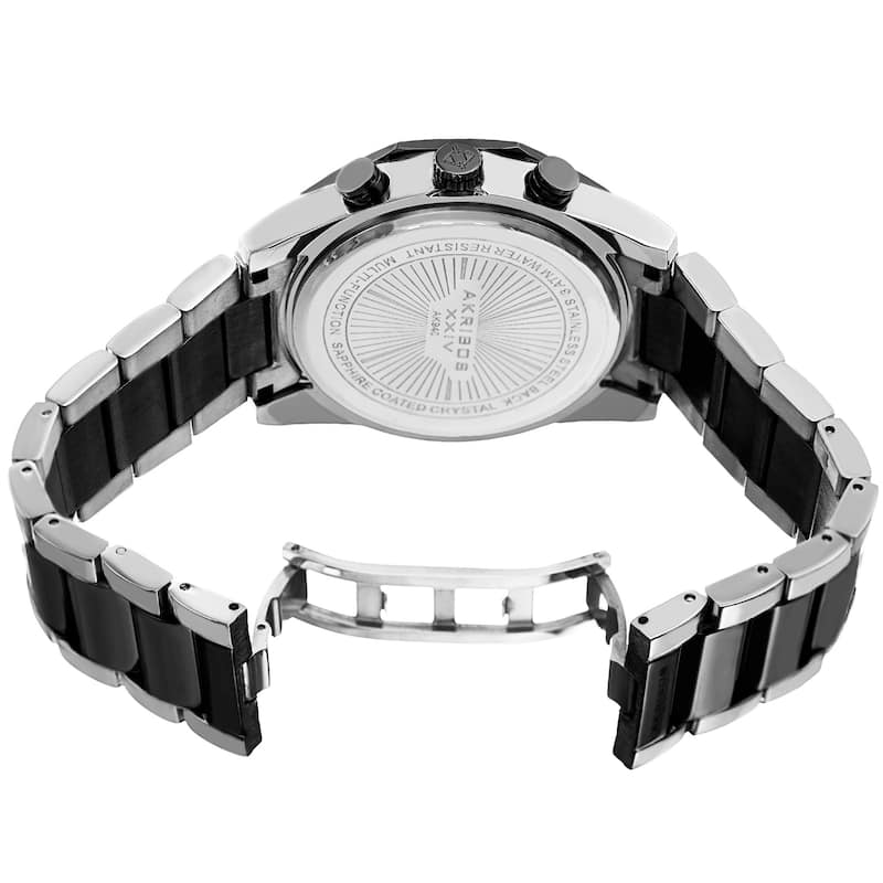 Akribos XXIV Men's Swiss Quartz Multifunction Two-Tone/Black Stainless Steel Bracelet Watch