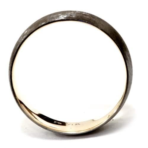 14k Black & Yellow Gold Two Tone Brushed Wedding Band