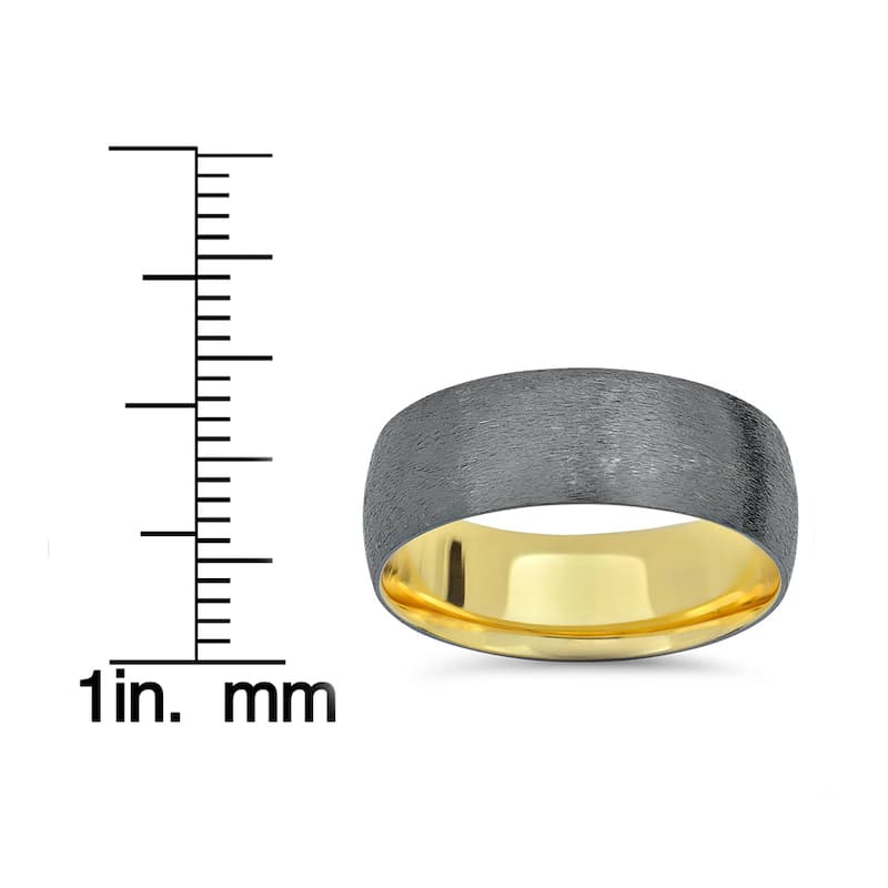 14k Black & Yellow Gold Two Tone Brushed Wedding Band