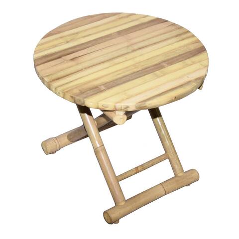 Handmade Bamboo54 Natural Bamboo Round Folding Table (Vietnam)