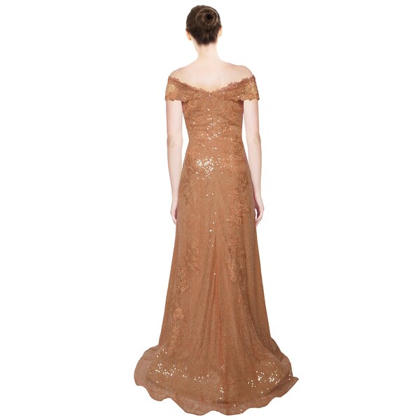 apricot sequin lace high low party dress