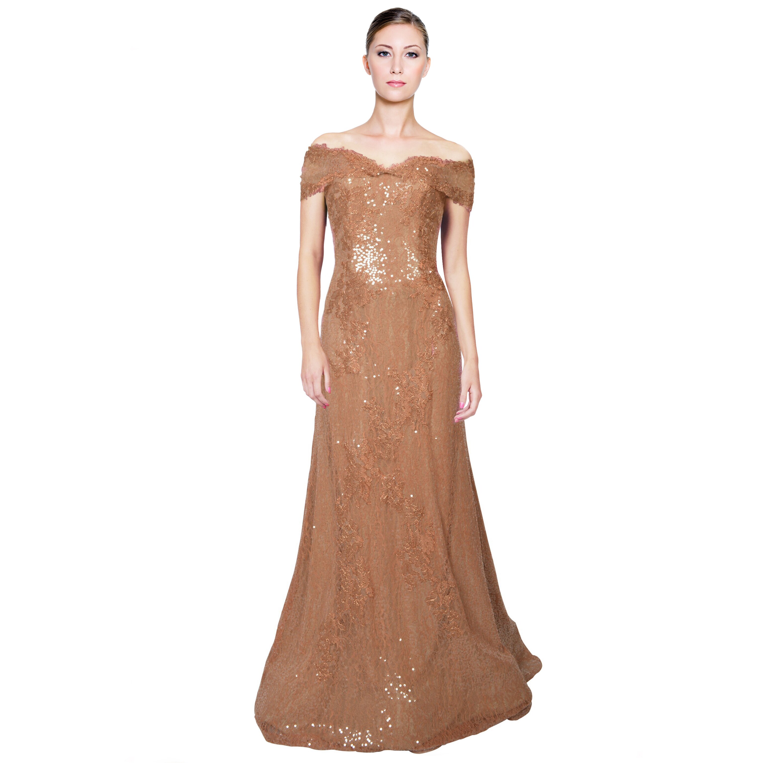 apricot sequin lace high low party dress