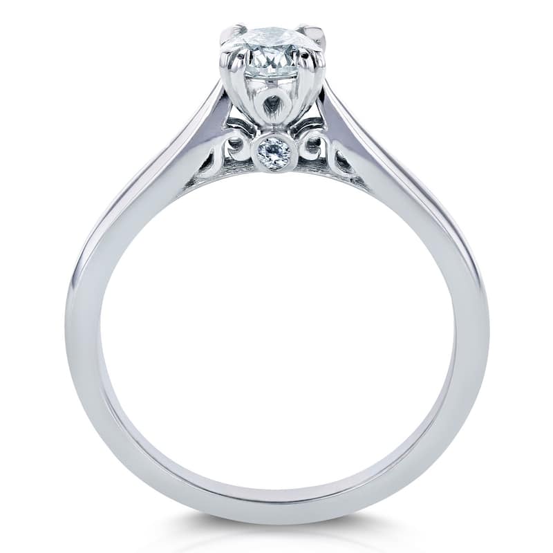 Annello by Kobelli 14k White Gold 1/2ct TDW Diamond Antique Cathedral Ring