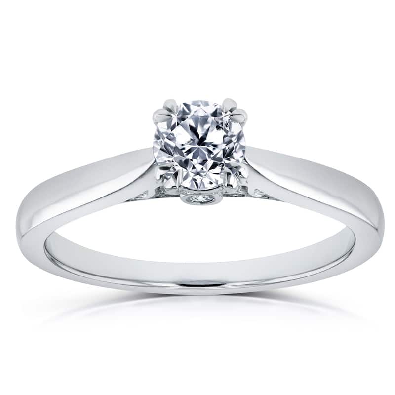 Annello by Kobelli 14k White Gold 1/2ct TDW Diamond Antique Cathedral Ring - 4