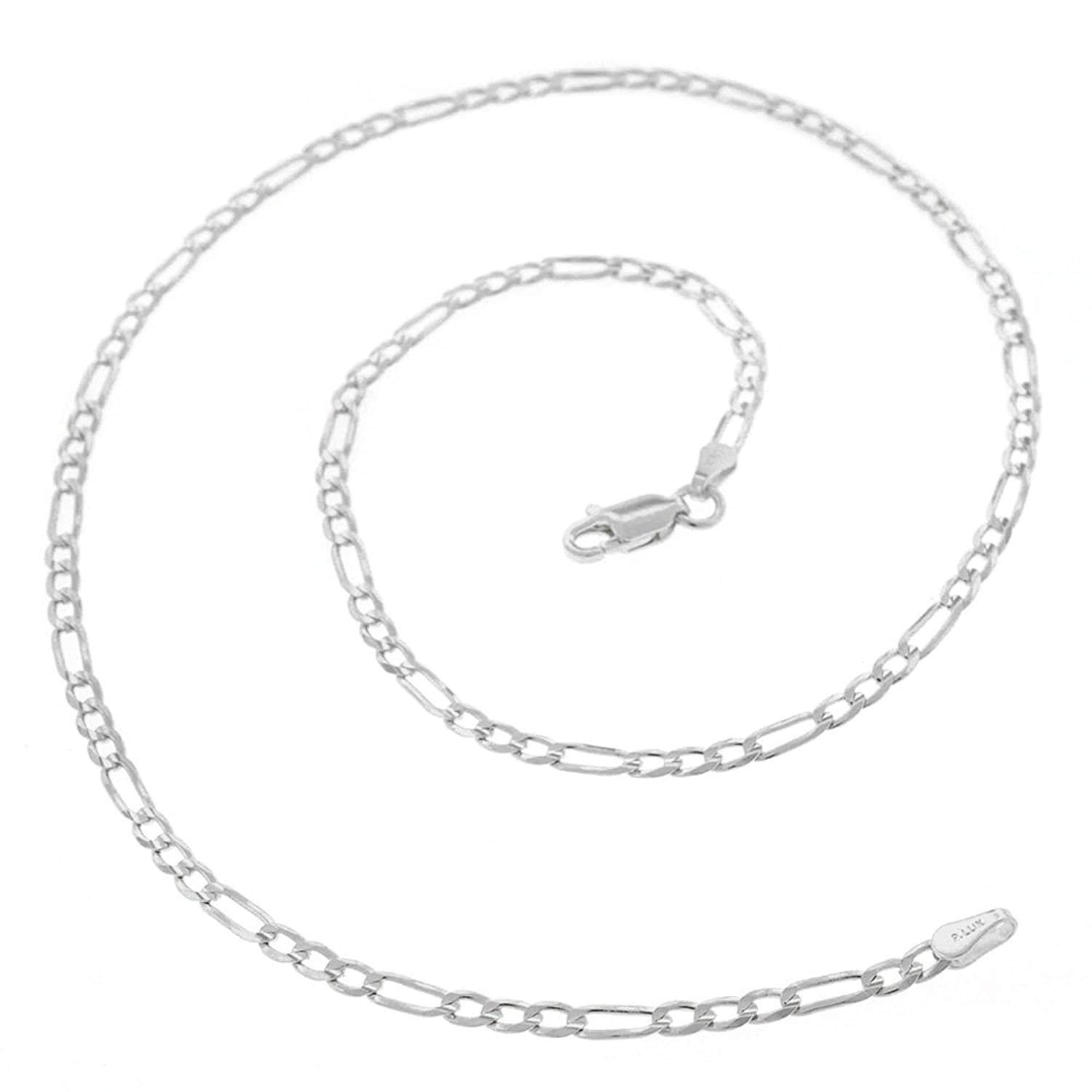 3mm wide unisex necklace ITALY solid 925 sterling silver FIGARO chain