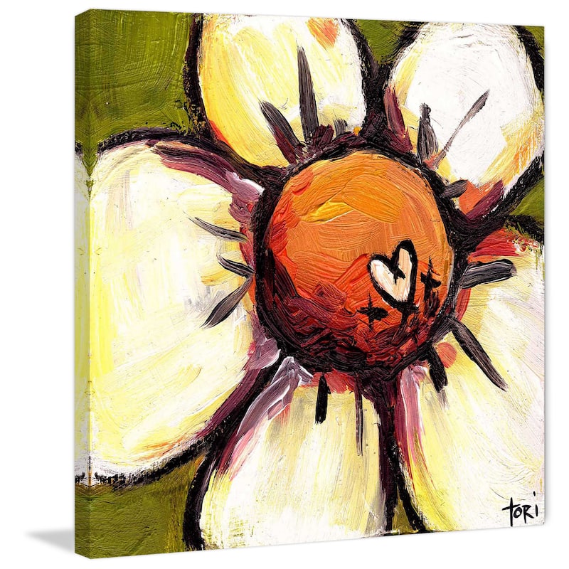 Marmont Hill 'White Flower' Painting Print on Canvas - Multi-Color