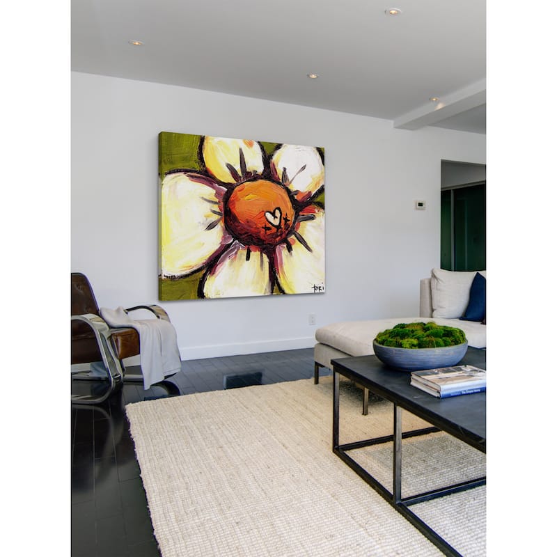 Marmont Hill 'White Flower' Painting Print on Canvas - Multi-Color