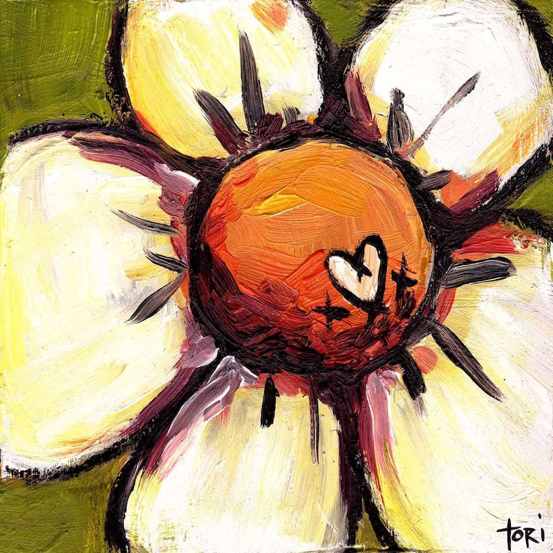Marmont Hill 'White Flower' Painting Print on Canvas - Multi-Color