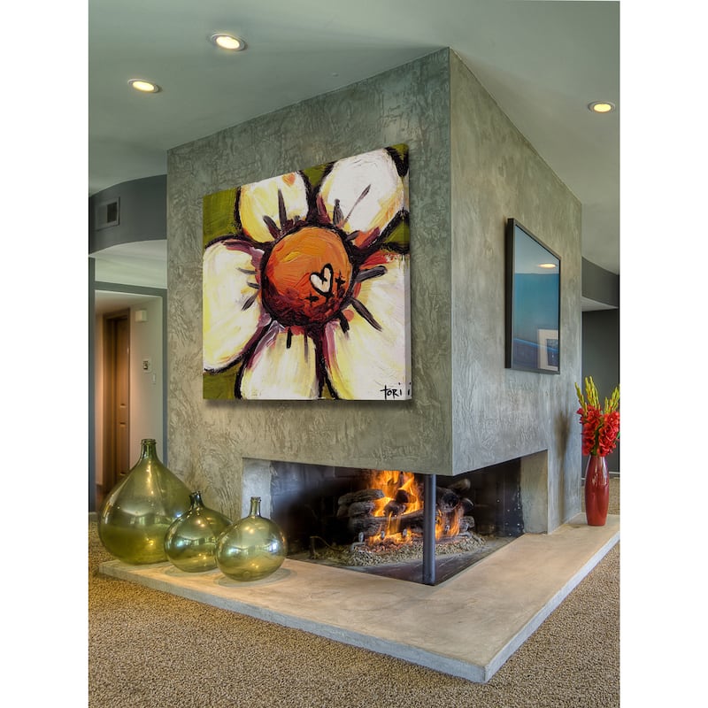 Marmont Hill 'White Flower' Painting Print on Canvas - Multi-Color