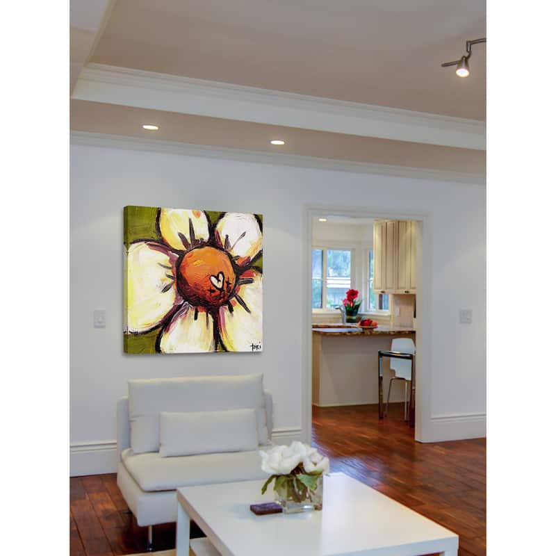 Marmont Hill 'White Flower' Painting Print on Canvas - Multi-Color