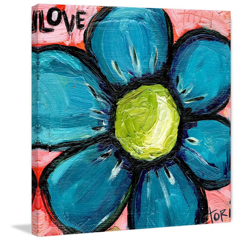 Marmont Hill 'Love Blue Flower' Painting Print on Canvas - Multi-Color