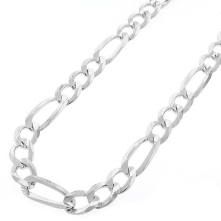 Sterling Silver Flat Figaro Chain 1mm-13mm Solid 925 Italy Link Womens Mens Necklace