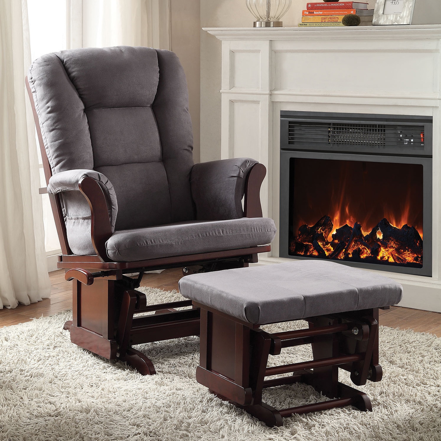 grey glider with ottoman