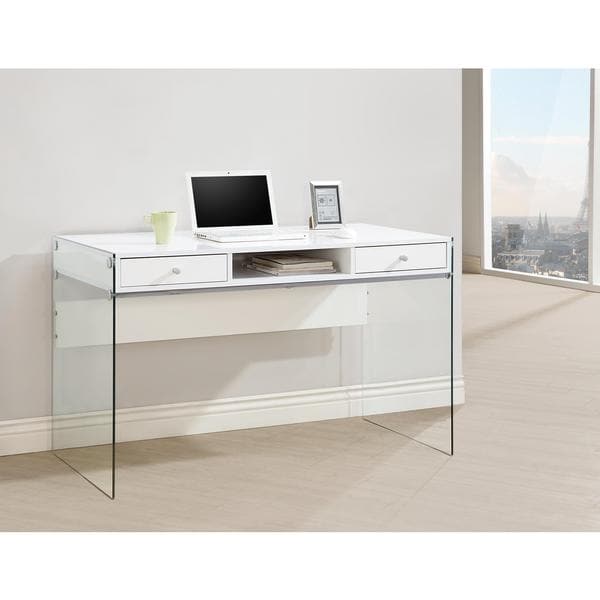 desk with see through drawers