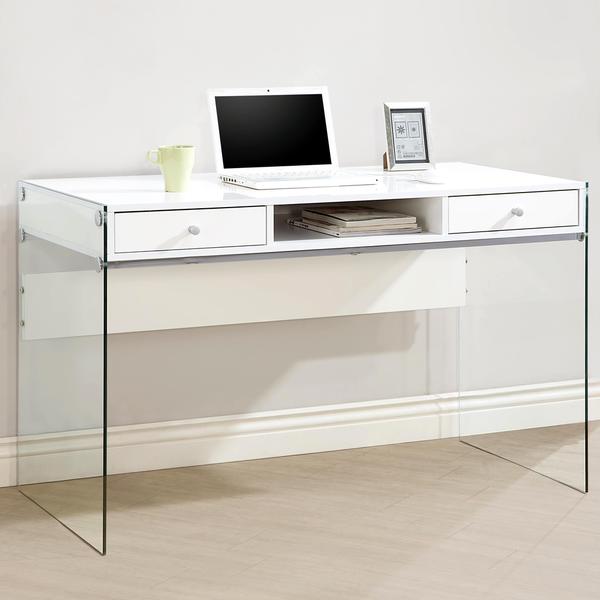 glossy white office desk