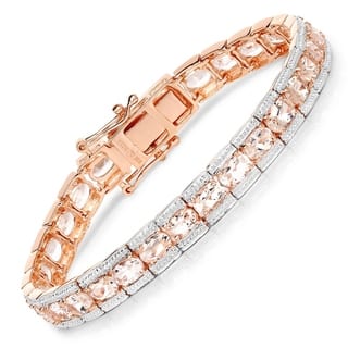 Morganite Gemstone Bracelets Online At Our Best Malaika Rose Plated 925 Sterling Silver 11 61 Carat Genuine Morganite Bracelet Pink