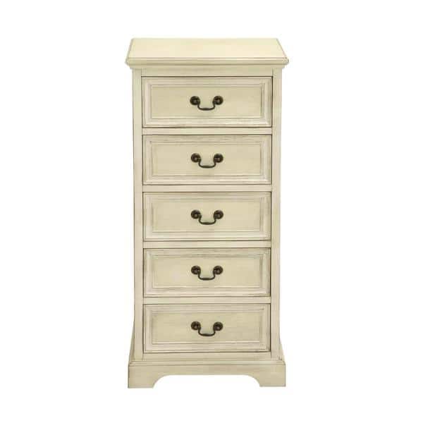Shop Off White 5 Drawer Large Capacity Tall Dresser Overstock