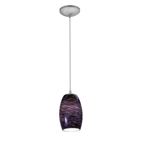 Access Lighting Chianti Steel LED Cord Pendant, Purple Swirl Shade