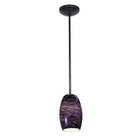 Access Lighting Chianti Bronze Integrated LED Rod Pendant, Purple Swirl Shade