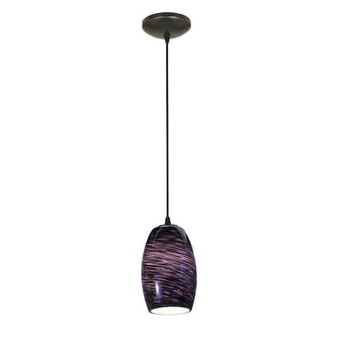 Access Lighting Chianti Bronze Integrated LED Cord Pendant, Purple Swirl Shade