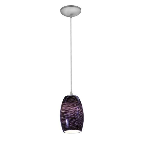 Access Lighting Chianti Steel Integrated LED Cord Pendant, Purple Swirl Shade